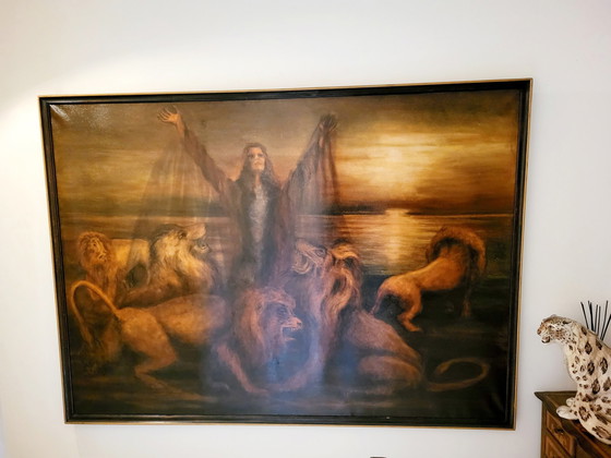 Image 1 of Vintage Schilderij Thema Leeuwen