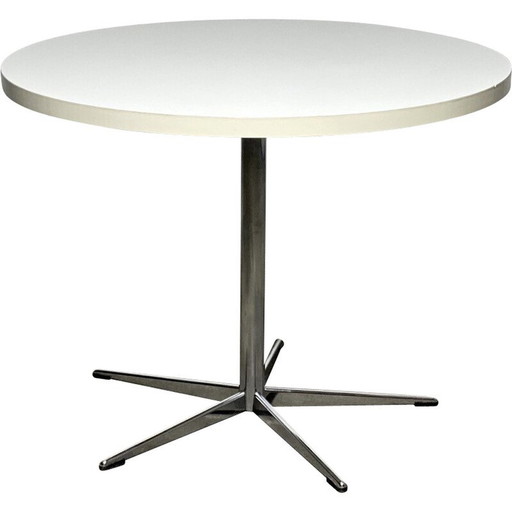 Vintage ronde eettafel met centraal onderstel in chroomstaal, 1960