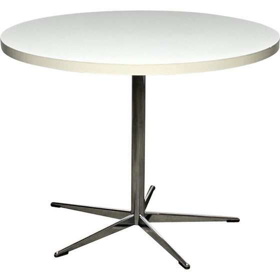 Image 1 of Vintage ronde eettafel met centraal onderstel in chroomstaal, 1960