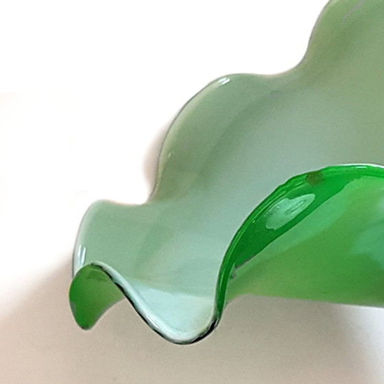 Image 1 of Mid Century Franse Groene Opaline Glazen Hanglamp