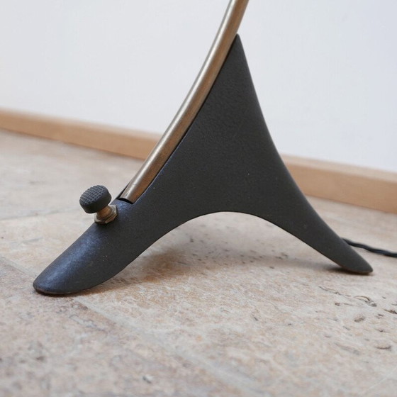 Image 1 of Vintage gebogen vloerlamp met kwik lampenkap, Nederland 1960