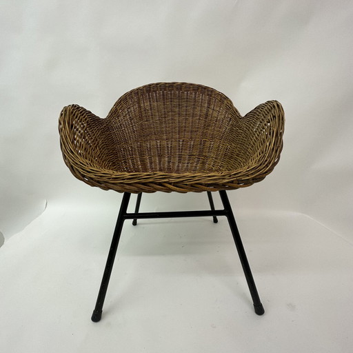 Wicker stoel met Mid Century design, jaren 1950