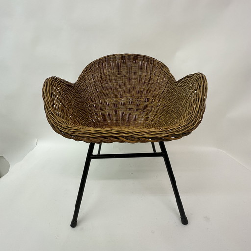 Wicker stoel met Mid Century design, jaren 1950