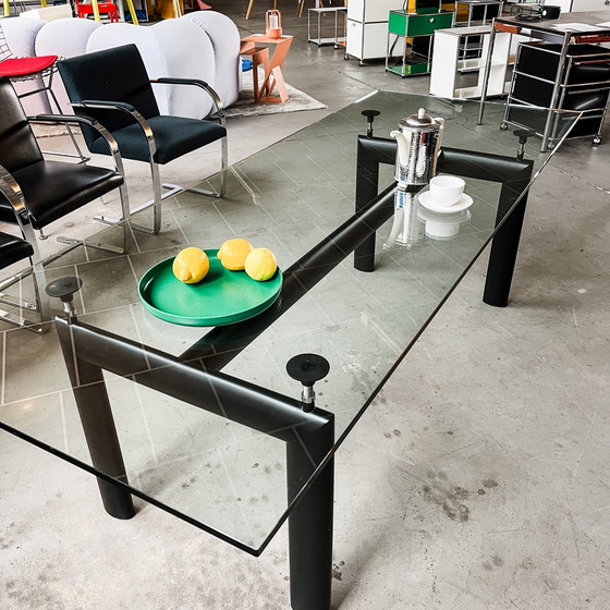 Image 1 of Cassina - Lc 6 Eettafel - Zwart - Kristal glazen blad - Als nieuw