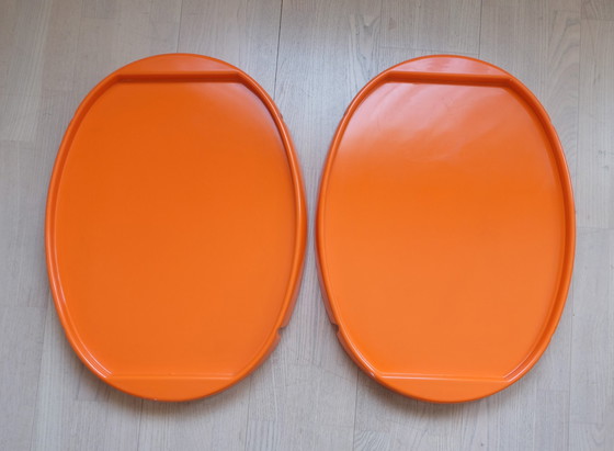 Image 1 of Serveerwagen Bijzettafel Oranje Space Age 70s Uk3Aeb