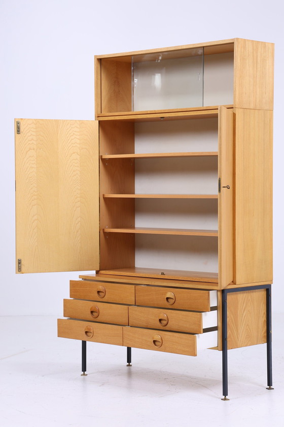 Image 1 of Hellerau kast 60s | Mid Century plank 430 Vintage Joachim Nebelung highboard DDR vitrinekast laden retro Sen essen