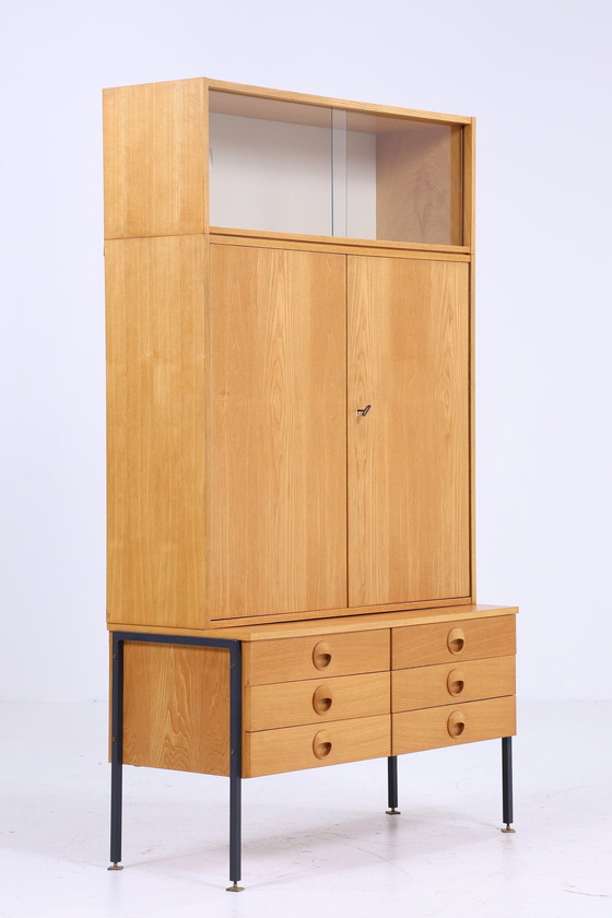 Image 1 of Hellerau kast 60s | Mid Century plank 430 Vintage Joachim Nebelung highboard DDR vitrinekast laden retro Sen essen