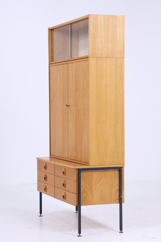 Image 1 of Hellerau kast 60s | Mid Century plank 430 Vintage Joachim Nebelung highboard DDR vitrinekast laden retro Sen essen