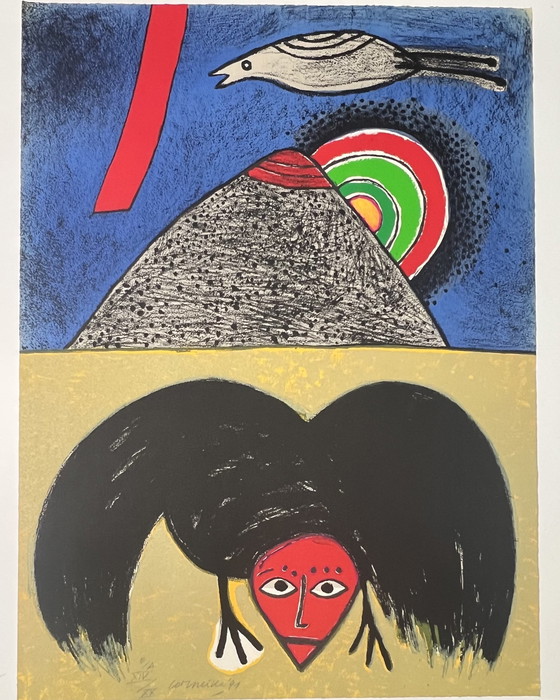 Image 1 of Gesigneerd; Guillaume Corneille Lithografie The Raven 1991 E/A - Le Corbeau - Hommage À Edgar Allan Poe