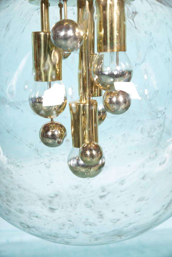 Image 1 of Space age XL messing sputnik bollamp, Glass globe pendant