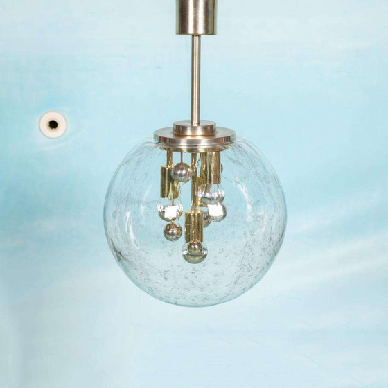 Image 1 of Space age XL messing sputnik bollamp, Glass globe pendant