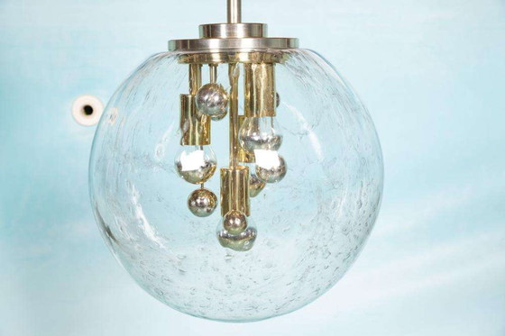 Image 1 of Space age XL messing sputnik bollamp, Glass globe pendant