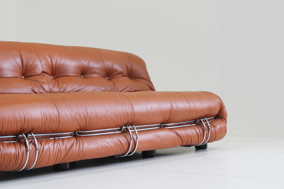 Image 1 of Soriana Sofa Afra & Tobia Scarpa Voor Cassina In Cognac Leer 1970S