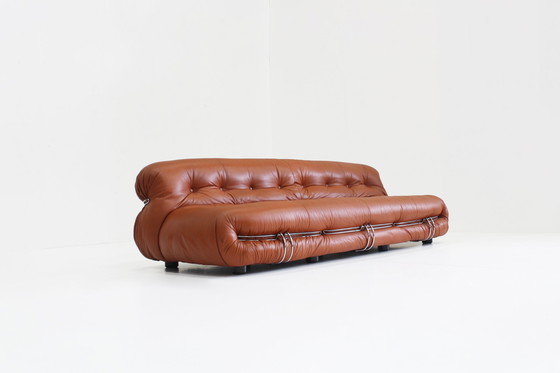 Image 1 of Soriana Sofa Afra & Tobia Scarpa Voor Cassina In Cognac Leer 1970S