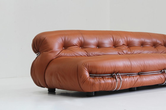 Image 1 of Soriana Sofa Afra & Tobia Scarpa Voor Cassina In Cognac Leer 1970S