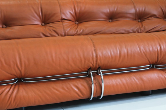 Image 1 of Soriana Sofa Afra & Tobia Scarpa Voor Cassina In Cognac Leer 1970S