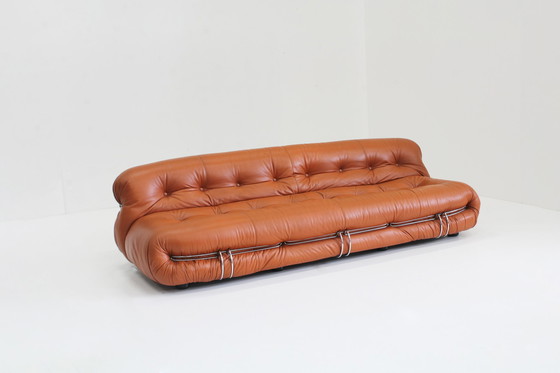 Image 1 of Soriana Sofa Afra & Tobia Scarpa Voor Cassina In Cognac Leer 1970S