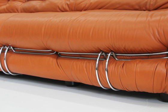 Image 1 of Soriana Sofa Afra & Tobia Scarpa Voor Cassina In Cognac Leer 1970S