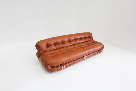 Image 1 of Soriana Sofa Afra & Tobia Scarpa Voor Cassina In Cognac Leer 1970S