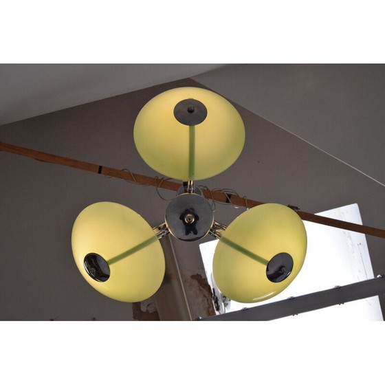 Image 1 of Vintage art deco kroonluchter van glas en chroom, Tsjecho-Slowakije 1930