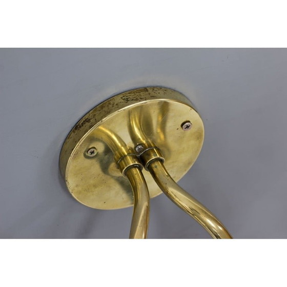 Image 1 of Vintage opaline glas en messing wandlamp, Zweden 1940