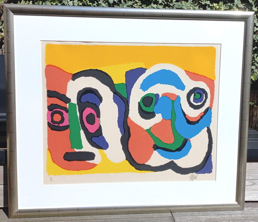 Karel Appel - Deux têtes litho