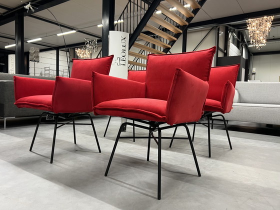 Image 1 of 6x Jess Design Sanne Swivel eetkamerstoelen rood