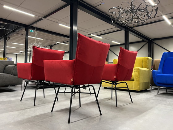 Image 1 of 6x Jess Design Sanne Swivel eetkamerstoelen rood