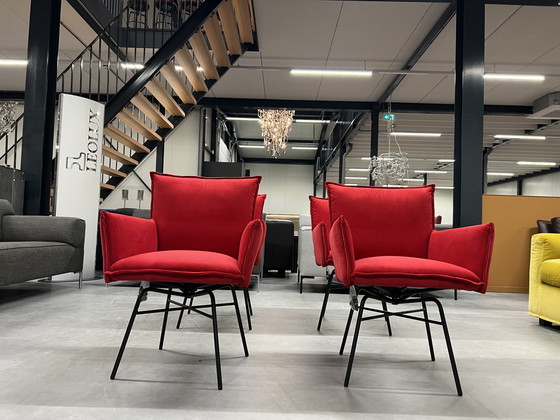 Image 1 of 6x Jess Design Sanne Swivel eetkamerstoelen rood