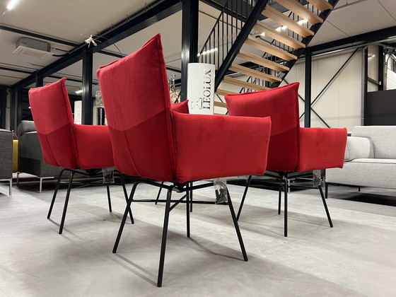 Image 1 of 6x Jess Design Sanne Swivel eetkamerstoelen rood