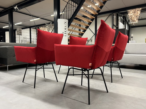 Image 1 of 6x Jess Design Sanne Swivel eetkamerstoelen rood