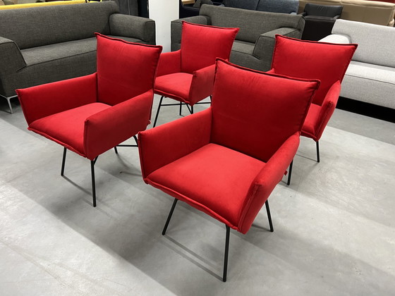 Image 1 of 6x Jess Design Sanne Swivel eetkamerstoelen rood