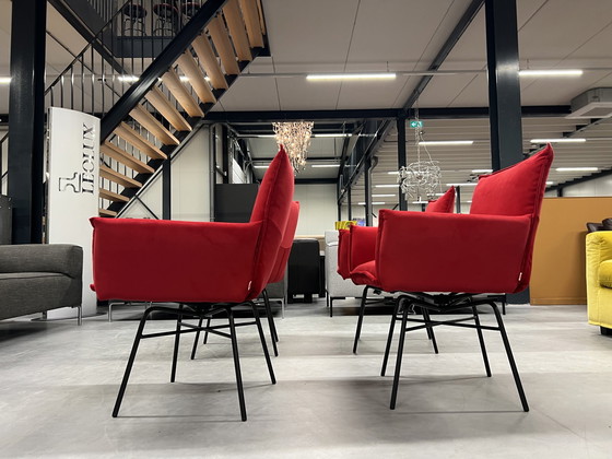 Image 1 of 6x Jess Design Sanne Swivel eetkamerstoelen rood