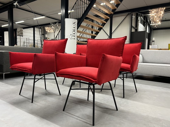 Image 1 of 6x Jess Design Sanne Swivel eetkamerstoelen rood