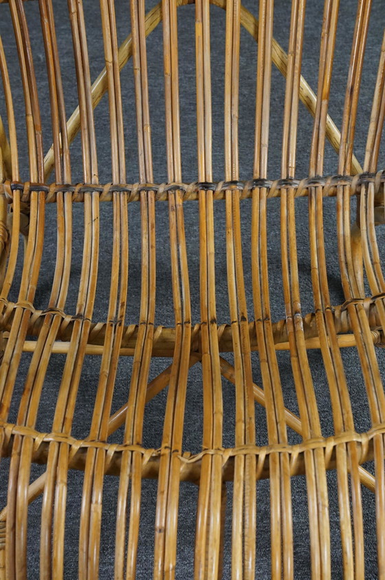 Image 1 of Dutch Design rotan Belse 8 fauteuil met ronde rug, 1950