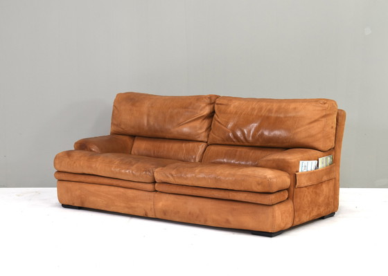 Image 1 of Roche Bobois Tan leren bank – Frankrijk, circa 70's design