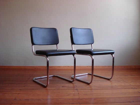 Image 1 of Thonet S32 PV Sledestoelen, ontworpen door Marcel Breuer