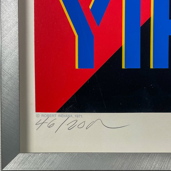 Image 1 of Robert Indiana - Yield Brother, 1971 - Zeefdruk op dik velijnpapier. Professioneel ingelijst, museumglas