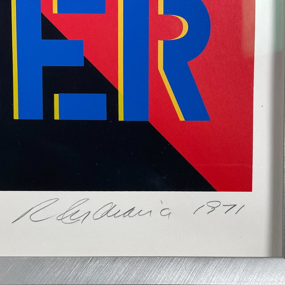 Image 1 of Robert Indiana - Yield Brother, 1971 - Zeefdruk op dik velijnpapier. Professioneel ingelijst, museumglas