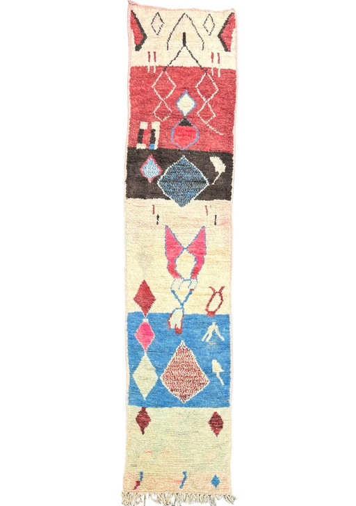 Modern Abstract Berber Marokkaanse Runner Rug