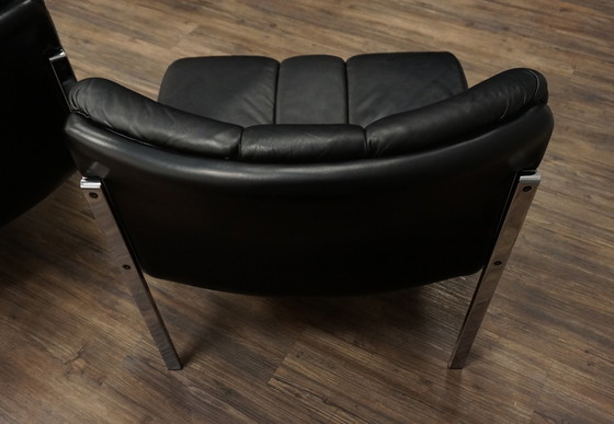 Image 1 of 2x Girsberger 1200 Fauteuils Leer