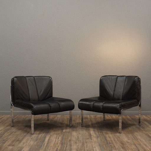 2x Girsberger 1200 Fauteuils Leer