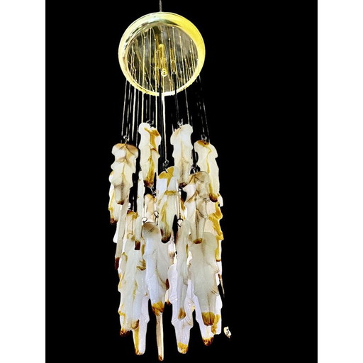 Vintage hanglamp in ijsglas van Carlo Nason voor Mazzega, 1970