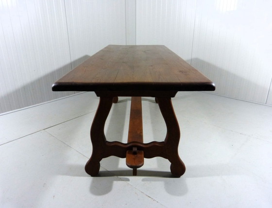 Image 1 of Rustieke Spaanse Eettafel Massief Eiken Jaren 1960