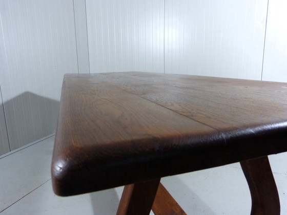 Image 1 of Rustieke Spaanse Eettafel Massief Eiken Jaren 1960