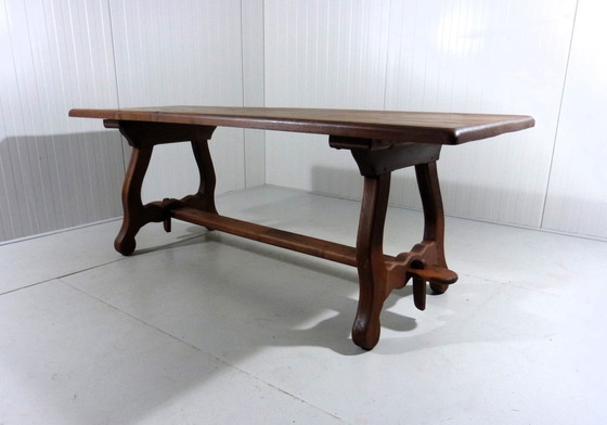 Image 1 of Rustieke Spaanse Eettafel Massief Eiken Jaren 1960