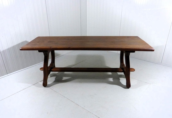 Image 1 of Rustieke Spaanse Eettafel Massief Eiken Jaren 1960