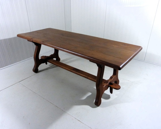 Image 1 of Rustieke Spaanse Eettafel Massief Eiken Jaren 1960