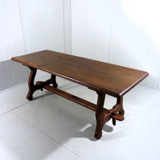 Image 1 of Rustieke Spaanse Eettafel Massief Eiken Jaren 1960