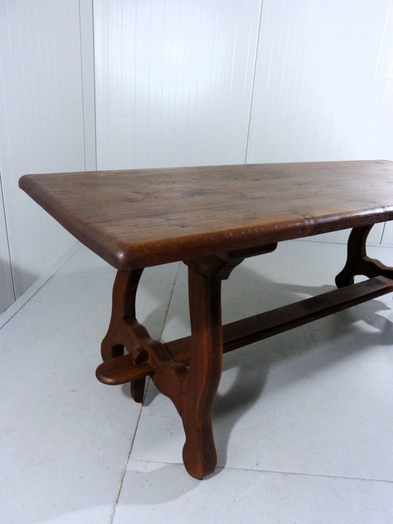 Image 1 of Rustieke Spaanse Eettafel Massief Eiken Jaren 1960